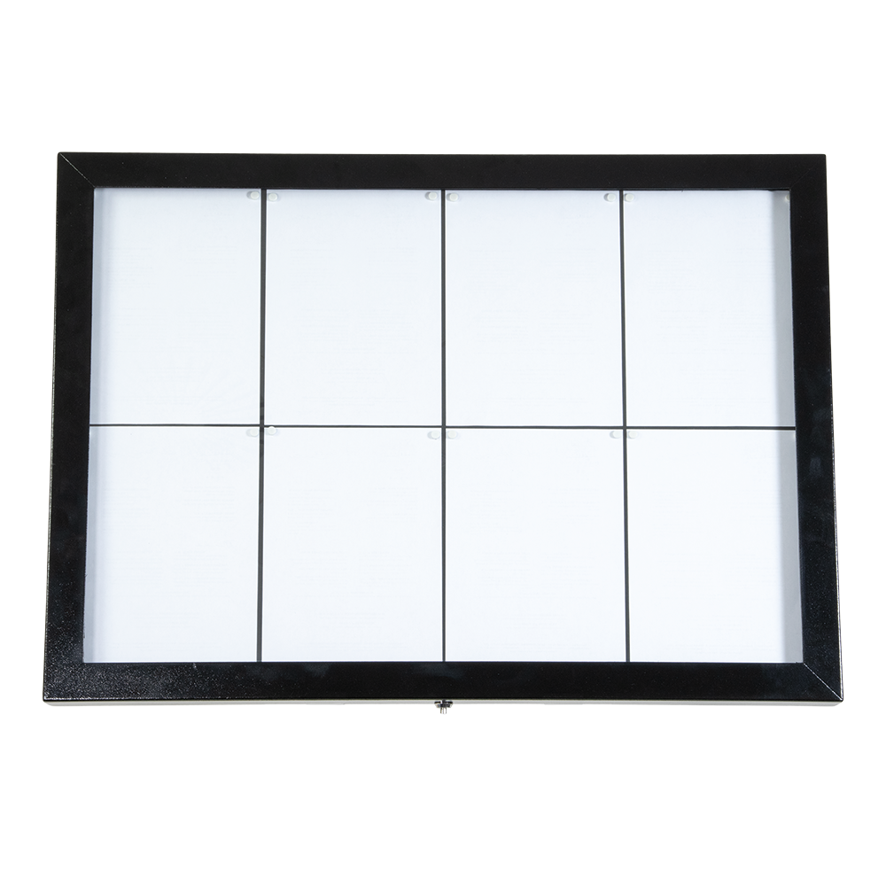 LED Lys-displaykasse, Securit, "Black Star", XXL, inkl. strømstik, 8xA4, 92x67x5,5 cm, hammerlakeret stål/glas, sort, (1 stk.)