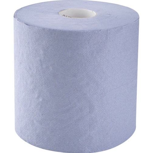 [17424] Håndklæderulle, 1-lags, Midi, 300m x 20cm, Ø20cm, blå, 100% genbrugspapir, med spiralhylse, (6 stk.)