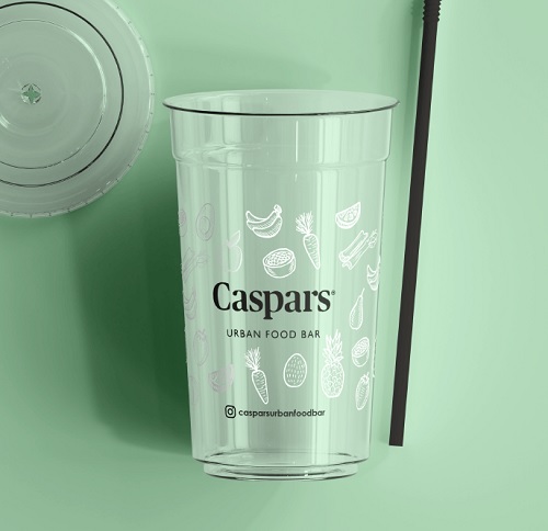 [3775648201] Plastikkrus, "Caspars" design, 400 ml, RPET, Ø9,5cm, 800 stk.