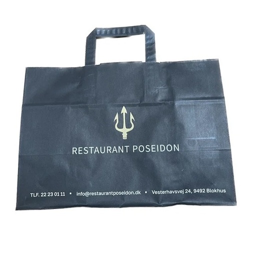 [4319411901] Poseidon bærepose, 350x170x245 mm, hvid, 80 g/m², med sort hank, papir, (200 stk.)