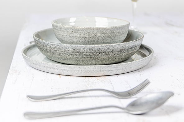 Skål, rund, Ø16x6cm, støvet hvid, stentøj, SHADE, (6 stk.)