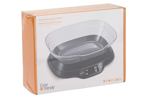 Digital køkkenvægt med skål, 1,2L, 5KG, ekskl. batterier, (1 stk.)