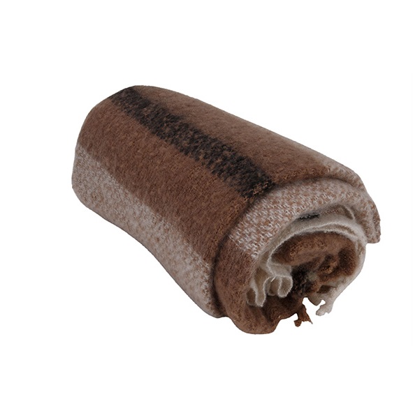 Plaid med frynser, 127x152cm, brun, polyester, (1 stk.)