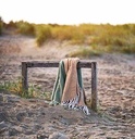 Plaid med frynser, 152x127cm, brun, polyester, (1 stk.)