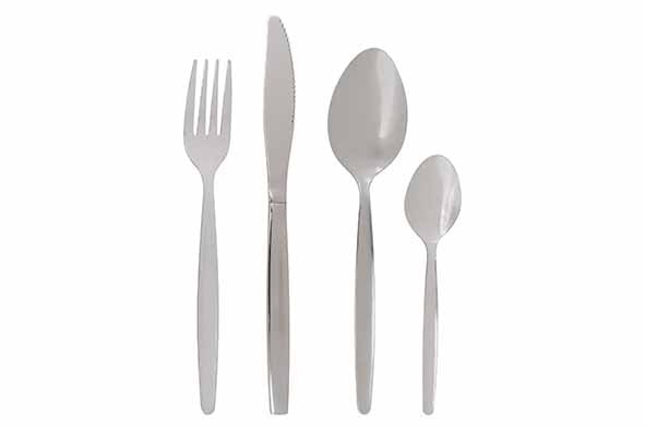 Bestikbakke med 200stk. bestik, grå, plastik/rustfri stål, (1 sæt)