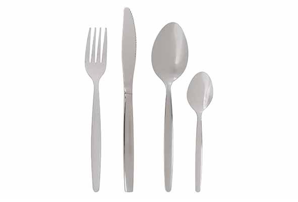 Bestikbakke med 200stk. bestik, grå, plastik/rustfri stål, (1 sæt)