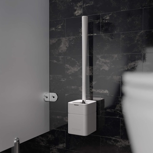 Toiletbørste i silikone, væghængt og gulvstående, hvid el. sort, Stockholm, Sanimaid, (1 stk.)