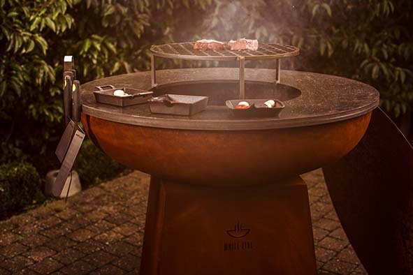 Bålgrill, Ø99cm, rustfarve, cortenstål, White Fire, BARBECUES, (1 stk.)