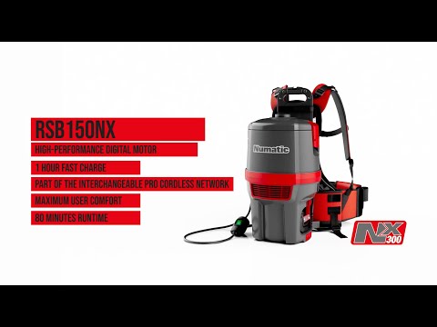 Rygstøvsuger, batteridrevet, Numatic RSB150NX/1, grå, (1 stk.)