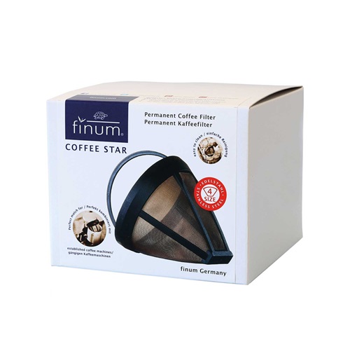 Genanvendeligt kaffefilter, str. 4, rustfrit stål, Finum, Black, (1 stk.)