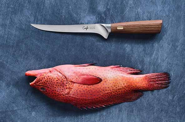 Filetkniv til fisk, 15cm, valnødshåndtag, COUTEAUX & CO, (1 stk.)