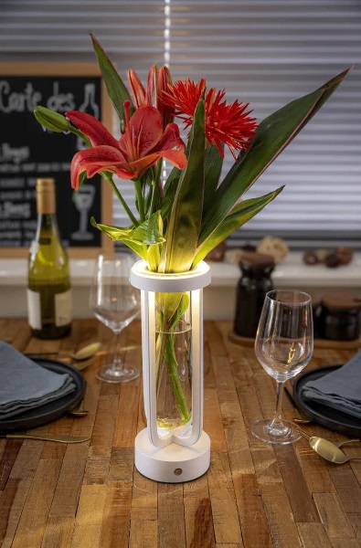 LED bordlampe/vase, FLORENCE, Securit, ledningsfri og genopladelig, hvid (1 stk.)