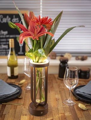 LED bordlampe/vase, FLORENCE, Securit, ledningsfri og genopladelig, brun (1 stk.)
