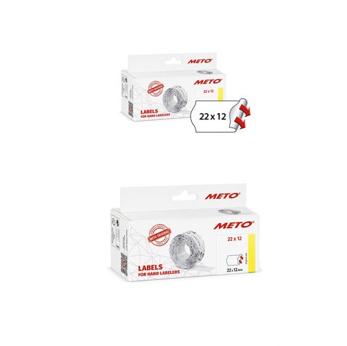 Etiket, Meto, 22x12mm, hvid, permanent, 1000stk/rul, (6 ruller.)