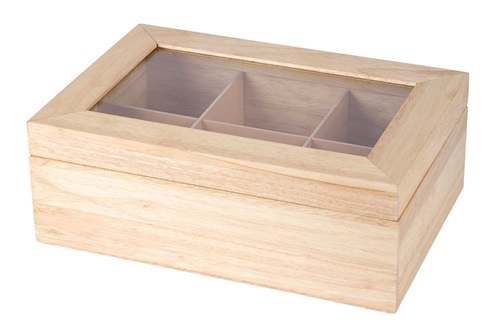 Kasse til tebreve, 6 rum, 34,1x23,3x12,3cm, træ, (1 stk.)