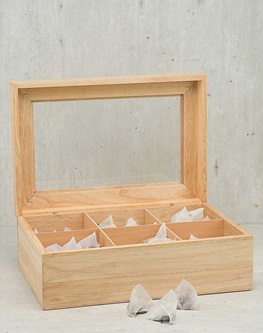 Kasse til tebreve, 6 rum, 34,1x23,3x12,3cm, træ, (1 stk.)