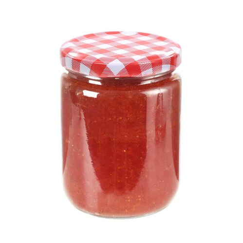Marmeladeglas med låg, 330ml, 3x blå, 3x røde, (6 stk.)