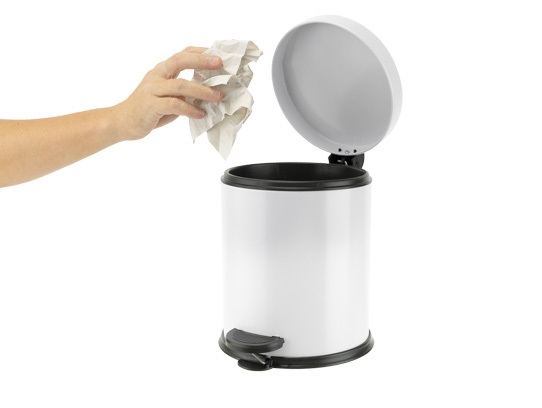 Toiletspand med vippelåg, 3L, hvid, rustfrit stål, WASTY, (1 stk.)