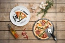 Pizzatallerken med motiv, Ø30cm, hvid/sort, (6 stk.)