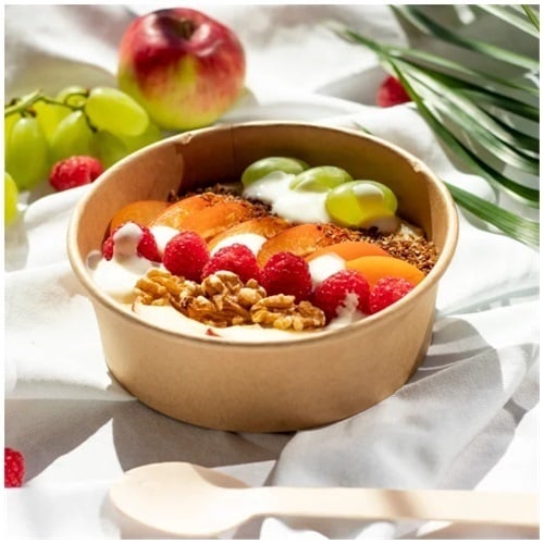 Salatskål, Ø14,6 cm, 550 ml, brun, pap/PE, tilhørende 10306, (500 stk.)