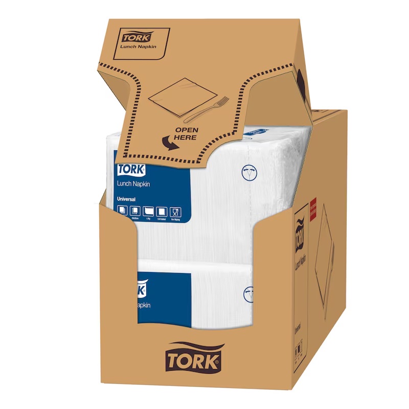 Frokostserviet, hvid, 1-Lag, 33x33Cm, Universal, 509300, Tork, (4000 Stk.)