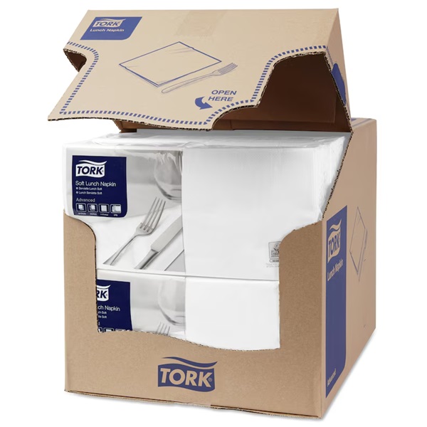 Frokostserviet, blød, hvid, 3-Lags, 33x33Cm, Advanced, 477414, Tork, (1500 Stk.)