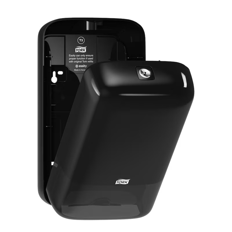 Papirdispenser til toiletpapir, hvid, sort, T3, 556008, Tork, (1 stk.)