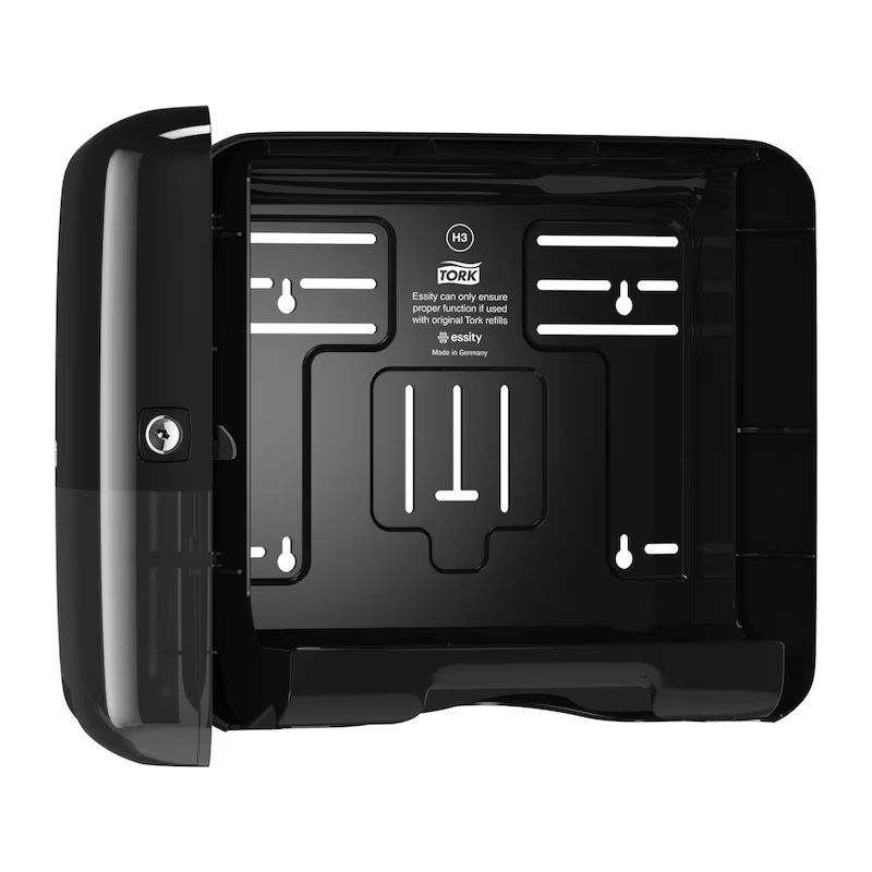 Papirdispenser til håndklædeark, Singlefold/C-Fold, Mini, sort, H3, 553108, Tork, (1 stk.)