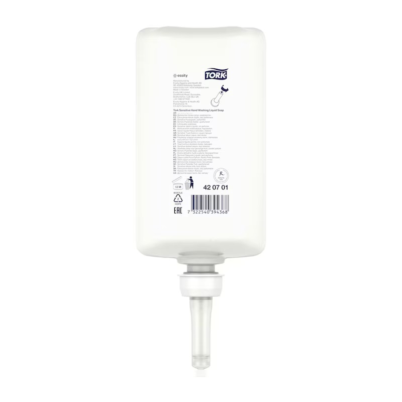 Håndsæbe, Premium, Sensitiv, flydende, uden parfume, 1L, S1, 420701, Tork, (1 stk.)