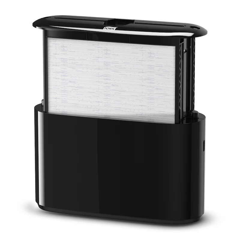 Papirdispenser til håndklædeark, Xpress, fristående, Multifold, sort, H2, 552208, Tork, (1 stk.)