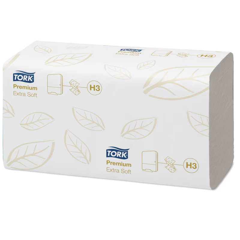 Håndklædeark, ekstra blød, Singlefold, 2-lags, Premium, H3, 100278, Tork, (3000 stk.)