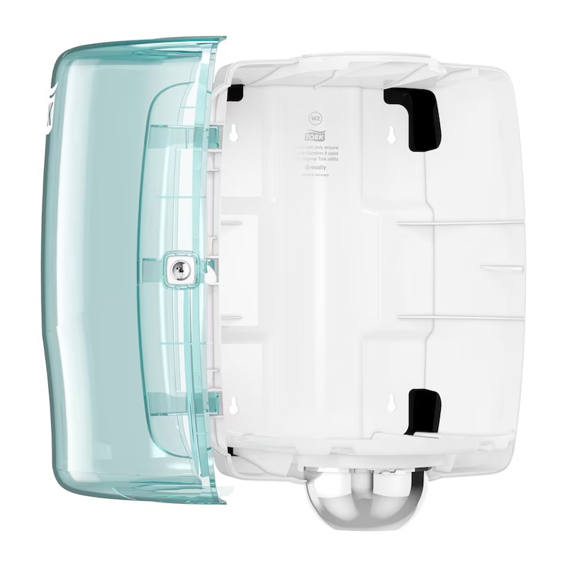Papirdispenser til ruller, Maxi, Centerrulle, hvid/Turkis, W2, 653000, Tork, (1 stk.)