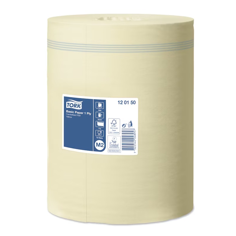 Papir, Basic, 1-Lag, Gul, 300m, Universal, M2, 120150, Tork, (6 Stk.)