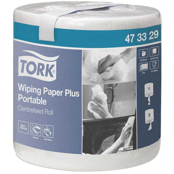 Aftørringspapir, Plus, 2-lags, transportabel, 80,7m, Tork Advanced M2, 473329, (6 stk.)
