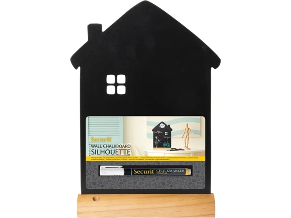 Bordskilt, kridttavle inkl. kridttusch, hus, 32x23x6cm, SECURIT SILHOUET, (1 stk.)