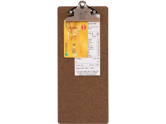 Regningsholder, clipboard, 28x11,7x0,3cm, brun, SECURIT MENU, (1 stk.)