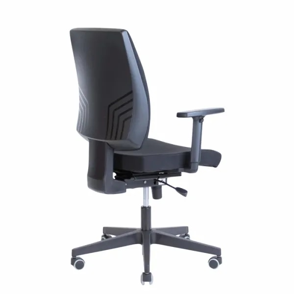 Bred kontorstol i stof, vippefunktion, ryghøjdejustering, Sprint, sort, ekskl. armlæn, (1 stk.)