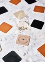 Bordskåner til glas og kopper, 10x10cm, brun, læder, (4 stk.)