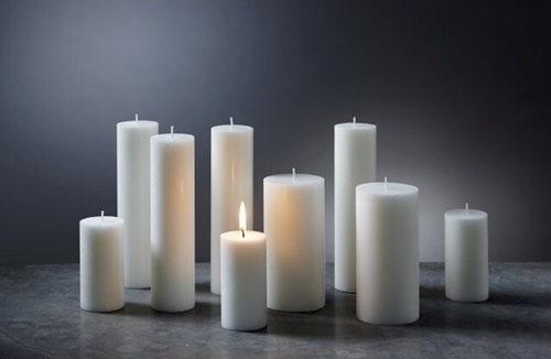 Bloklys, 18cm, Ø7cm, hvid, 80 timer, paraffin, (12 stk.)