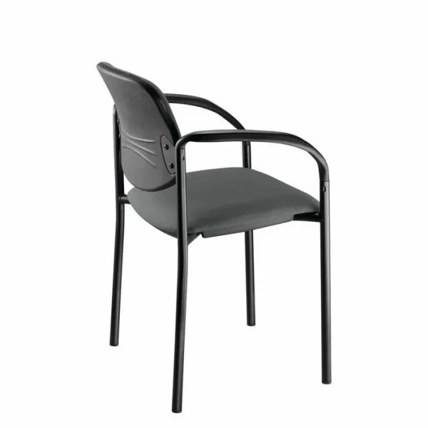 Mødestol med armlæn, Meet, sort, stof, (4 stk.)