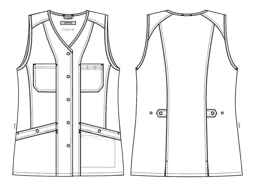 Damevest, sort, 65/35% rPES/CO, Kentaur, fra XS til 2XL (1 stk.)