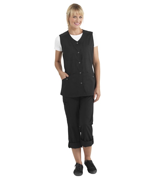 Damevest, sort, 65/35% rPES/CO, Kentaur, fra XS til 2XL (1 stk.)