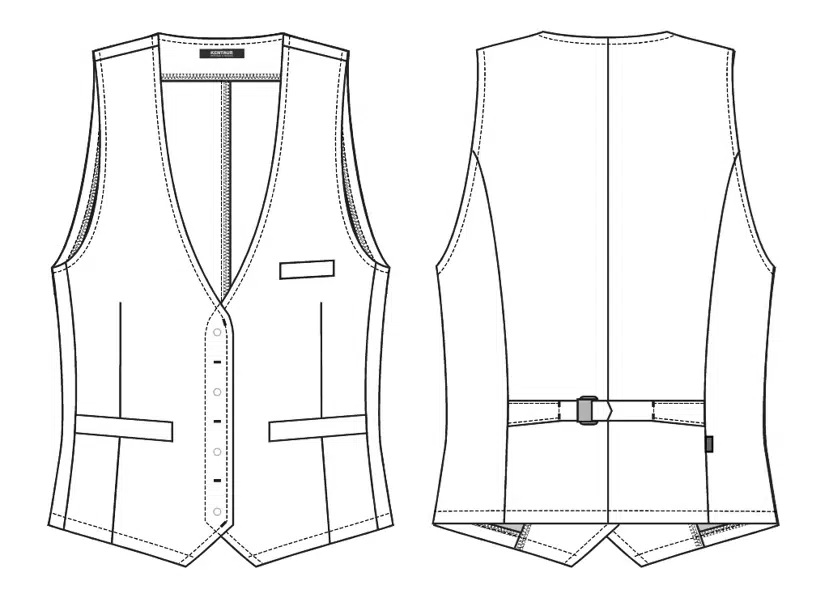 Damevest, sort, 65/35% PES/CO, Kentaur, fra 2XS til 2XL (1 stk.)