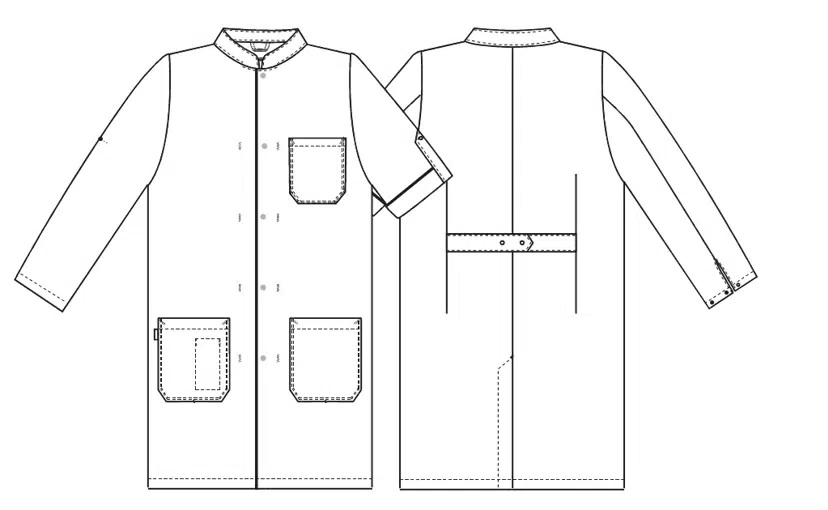 Unisex kittel, hvid, 50/50% CO/PES, Kentaur, fra XS til 2XL (1 stk.)