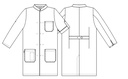 Unisex kittel, hvid, 50/50% CO/PES, Kentaur, fra XS til 2XL (1 stk.)