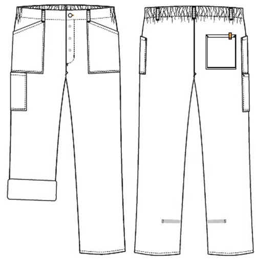 Unisex flex buks, hvid, 50/50% CO/PES, Kentaur, fra XS til 2XL (1 stk.)