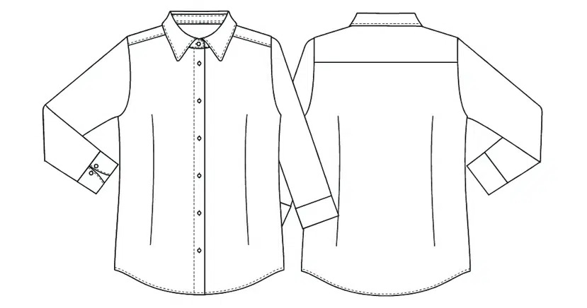 Dameskjorte 7/8 ærmer, hvid, 65/35% PES/CO, Kentaur, fra XS til 2XL (1 stk.)