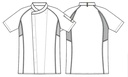 Unisex kokke-/tjenerjakke, hvid m. grå flatlock, 65/35% rPES/CO, Kentaur, fra 2XS til 2XL (1 stk.)