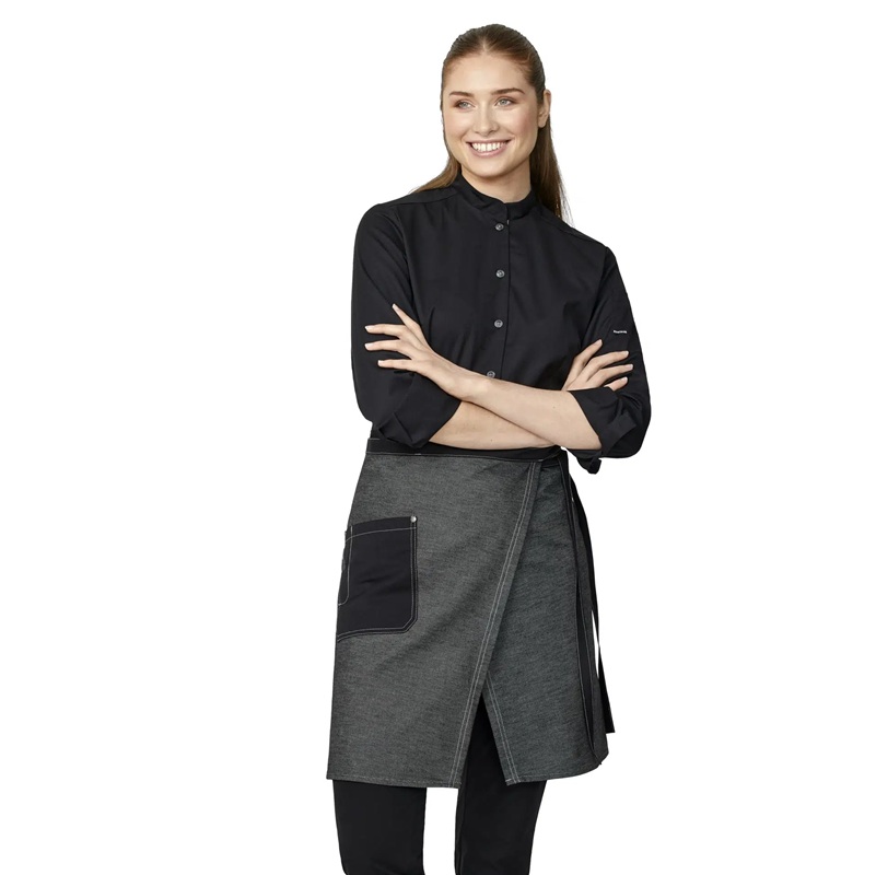 Dame kokke-/serviceskjorte l/a, sort, 65/35% rPES/CO, Kentaur, fra XS til 2XL (1 stk.)