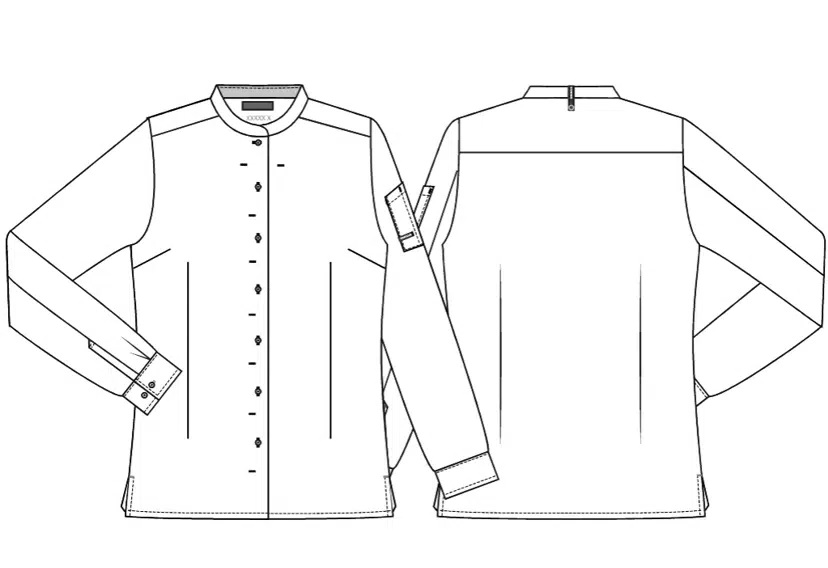 Dame kokke-/serviceskjorte l/a, sort, 65/35% rPES/CO, Kentaur, fra XS til 2XL (1 stk.)